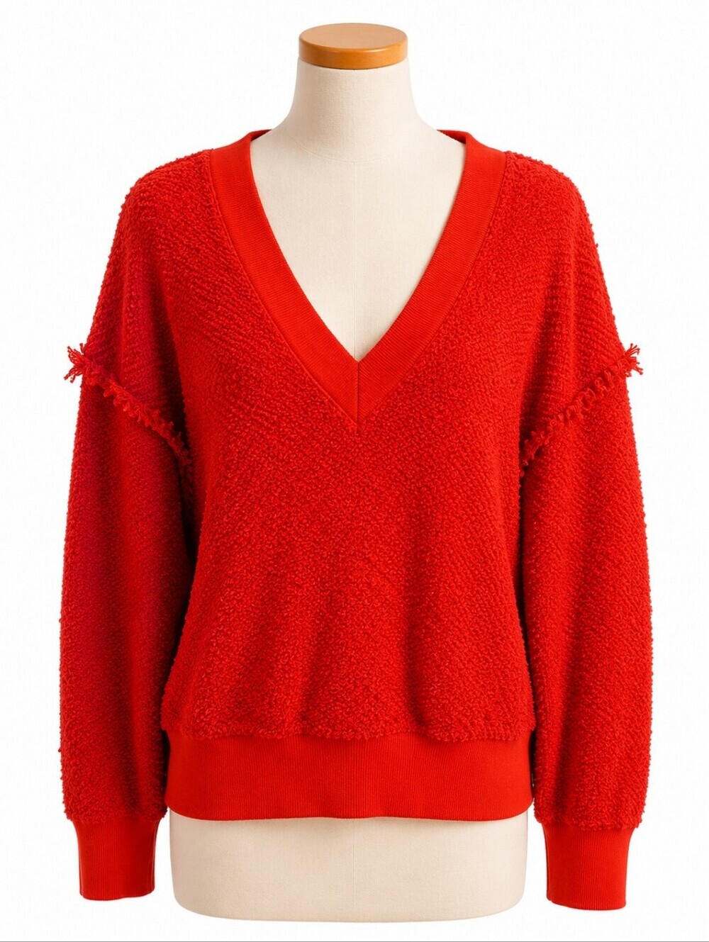 T. La Red Zuri V-Neck Textured Sweater Sz XL Casual Boho Anthropologie Slouchy